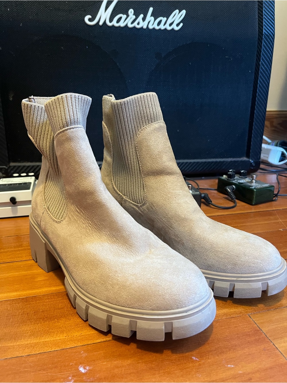 Sincerely Jules Taupe Suede Chunky Chelsea Booties
